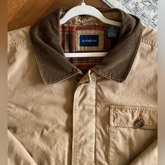 Vtg Harbor Bay 2XLT Tan Brown Corduroy Pocket Barn Chore Flannel Lined Jacket - Picture 3 of 12